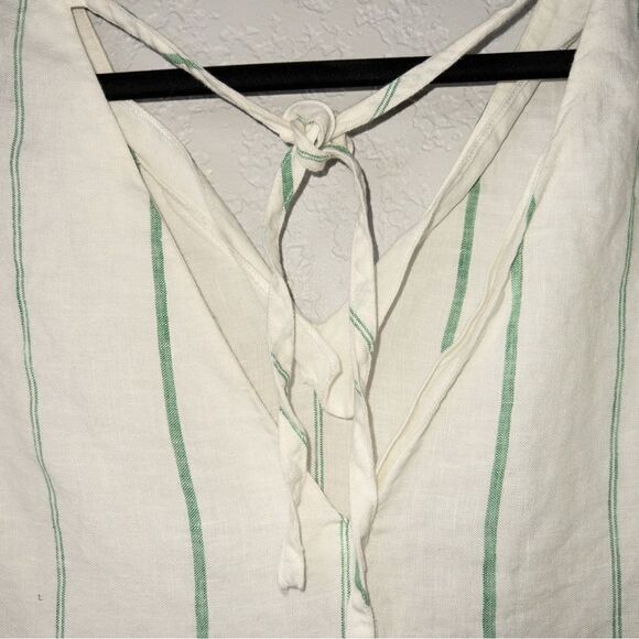 Massimo Dutti‎ White Green Stripe Linen Top Size 4 - Picture 8 of 8